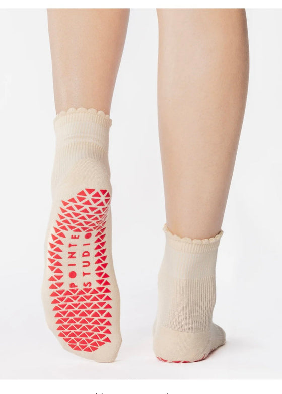 Pointe Studio Ivory Love Ankle Grip Socks