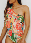 PRE - ORDER - Island Bloom Parade One-Shoulder Ruffle Swimsuit