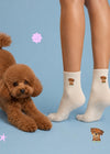 PRE-ORDER Pilates Pets Poodle in Oat colour grip socks