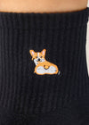 PRE-ORDER Pilates Pets Corgi in Black Grip Socks