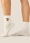 PRE-ORDER Pilates Pets Poodle in Oat colour grip socks