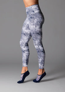  Navy Tropic Toile High Waisted Leggings