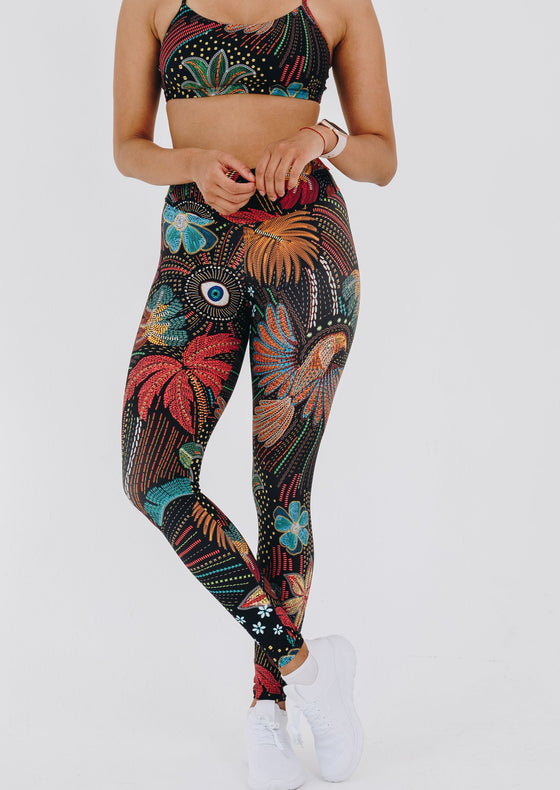 Tropical Tapestry 7/8th Leggings with back waistband pocket